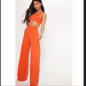 Orange cut out jumpsuit
